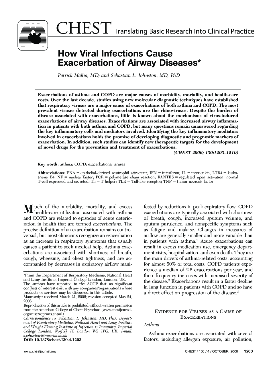 How Viral Infections Cause Exacerbation of Airway Diseases