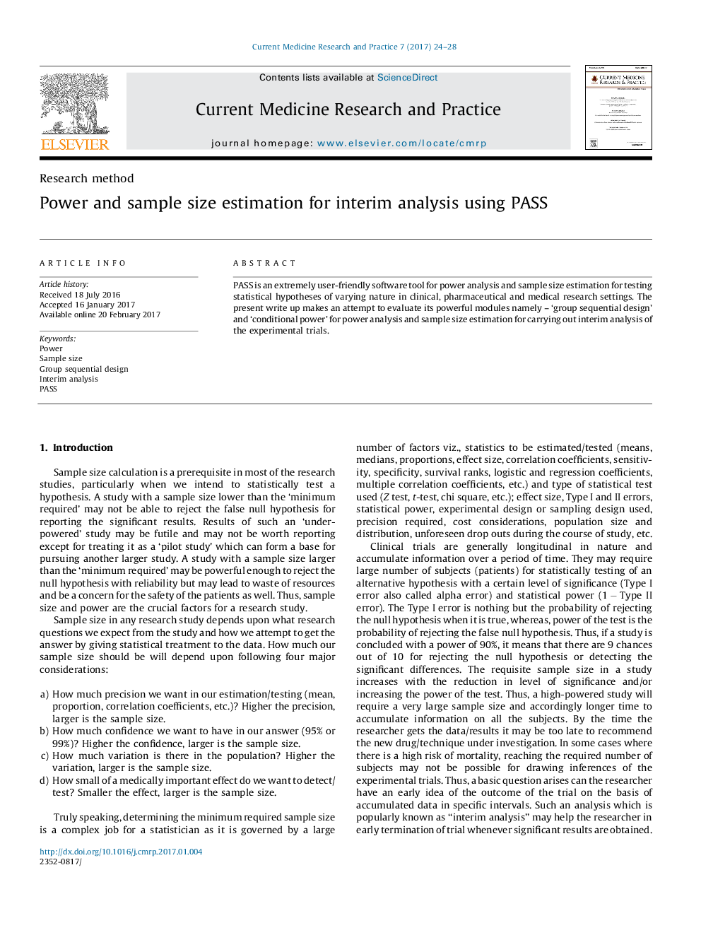 Power and sample size estimation for interim analysis using PASS