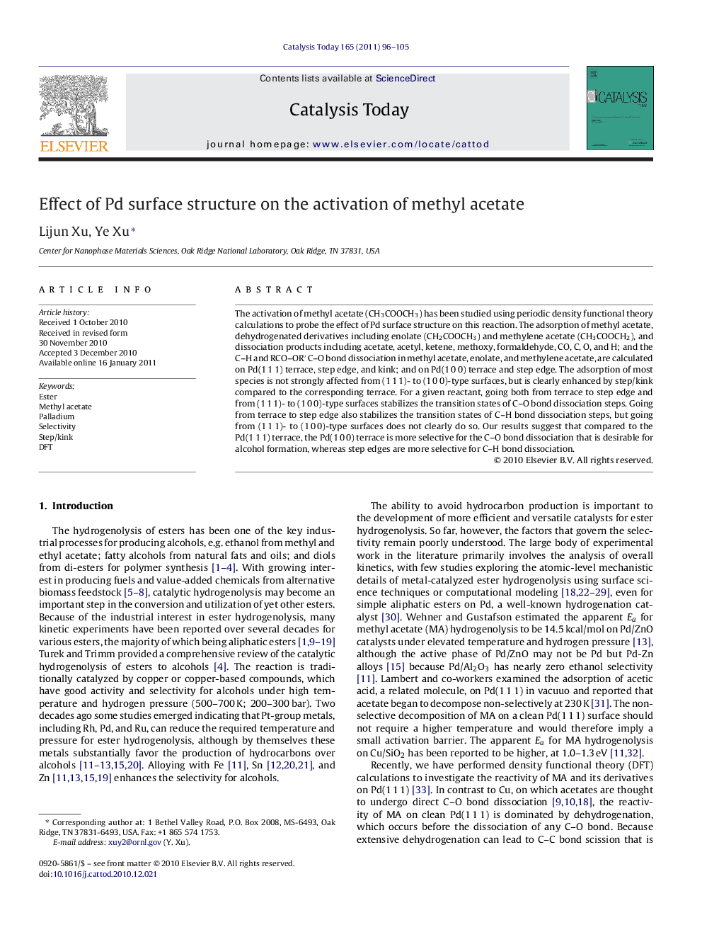 Effect of Pd surface structure on the activation of methyl acetate