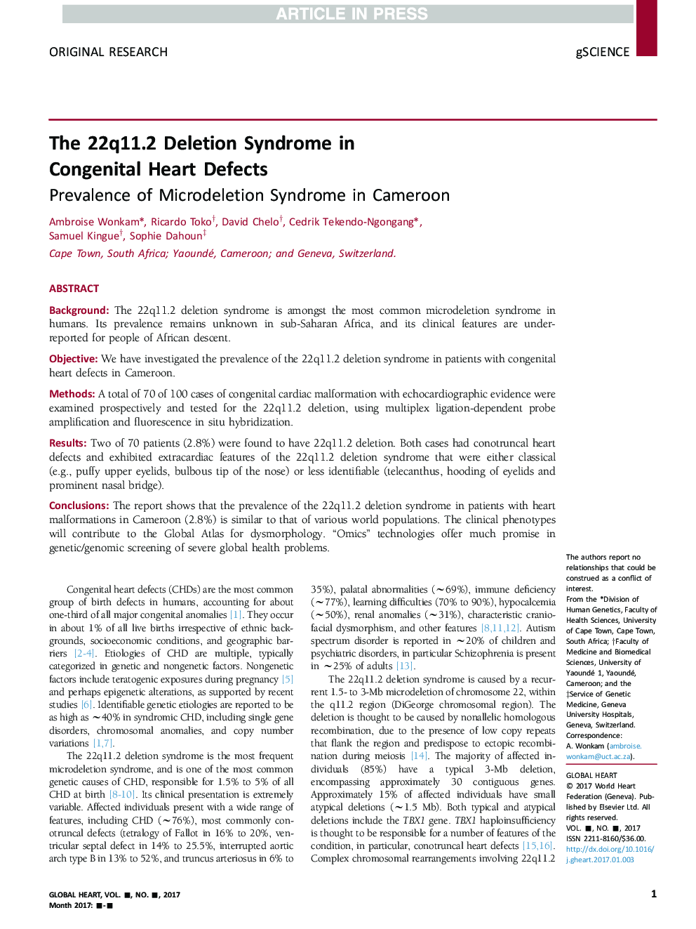 The 22q11.2 Deletion Syndrome in Congenital Heart Defects