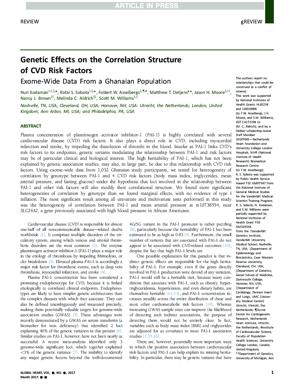 Genetic Effects on the Correlation Structure ofÂ CVD Risk Factors