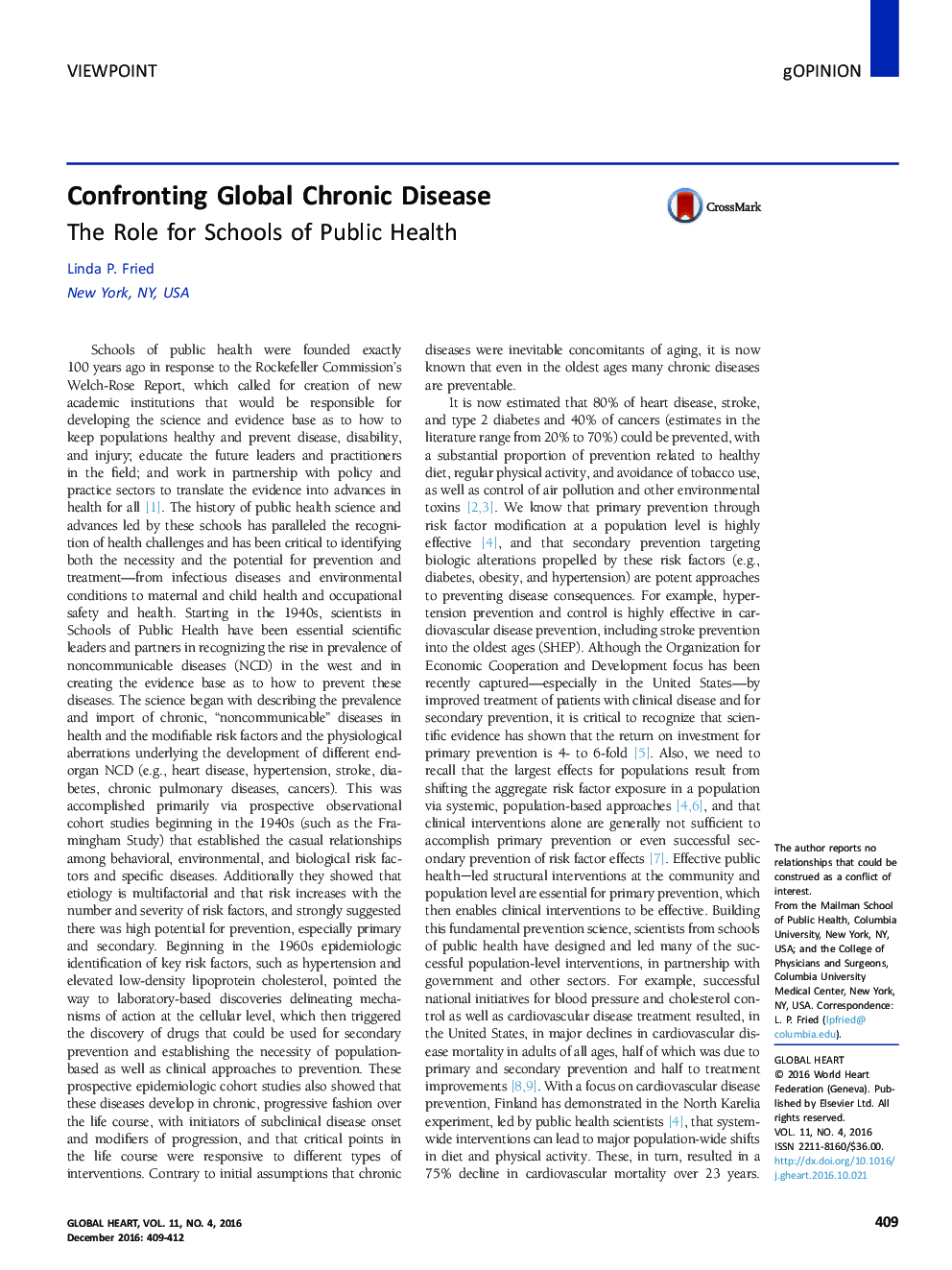 Confronting Global Chronic Disease