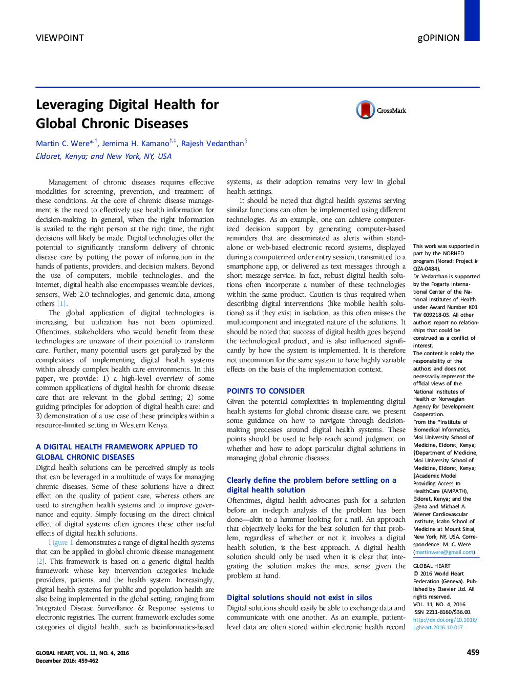 Leveraging Digital Health for Global Chronic Diseases