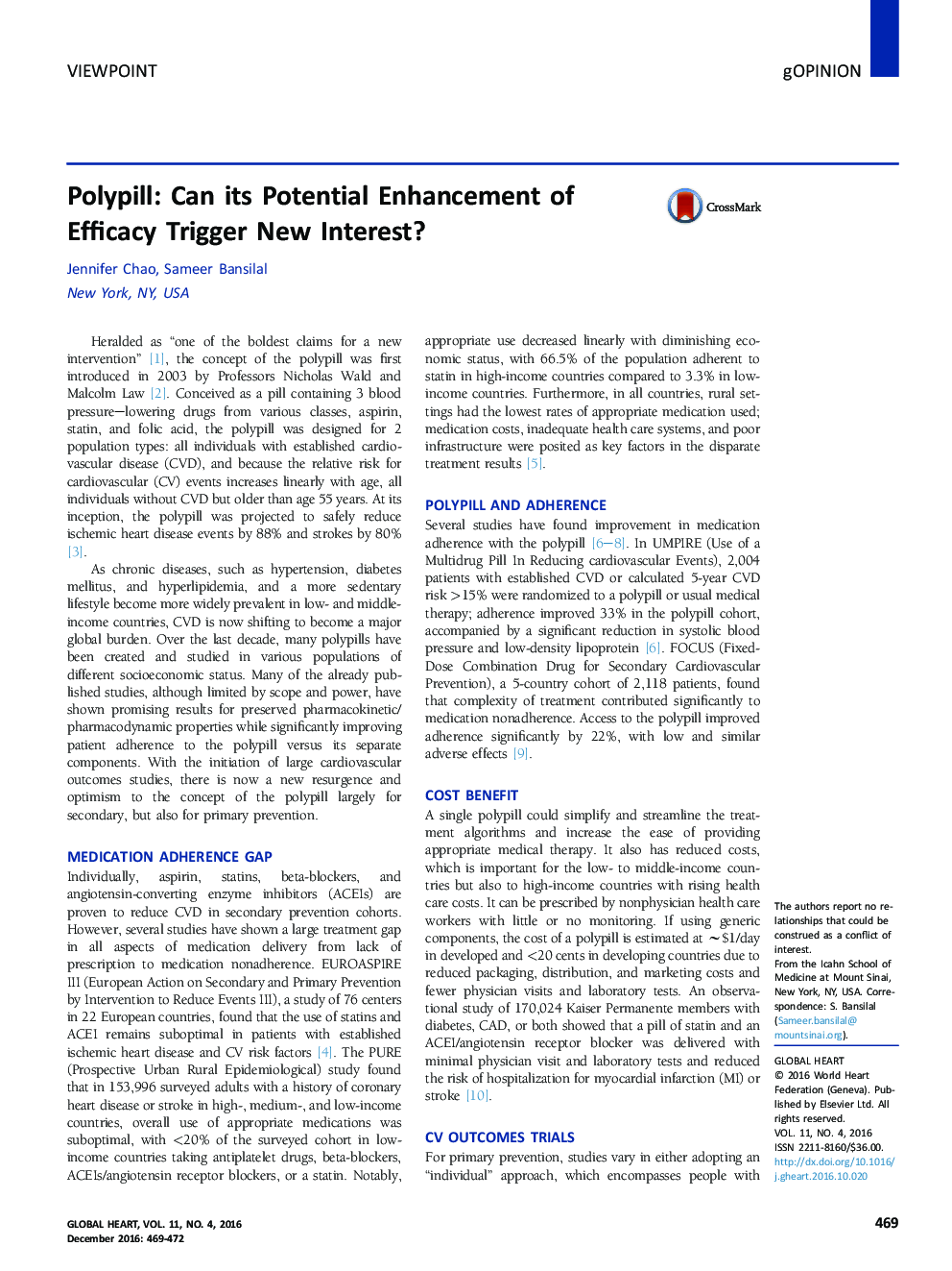 Polypill: Can its Potential Enhancement of Efficacy Trigger New Interest?