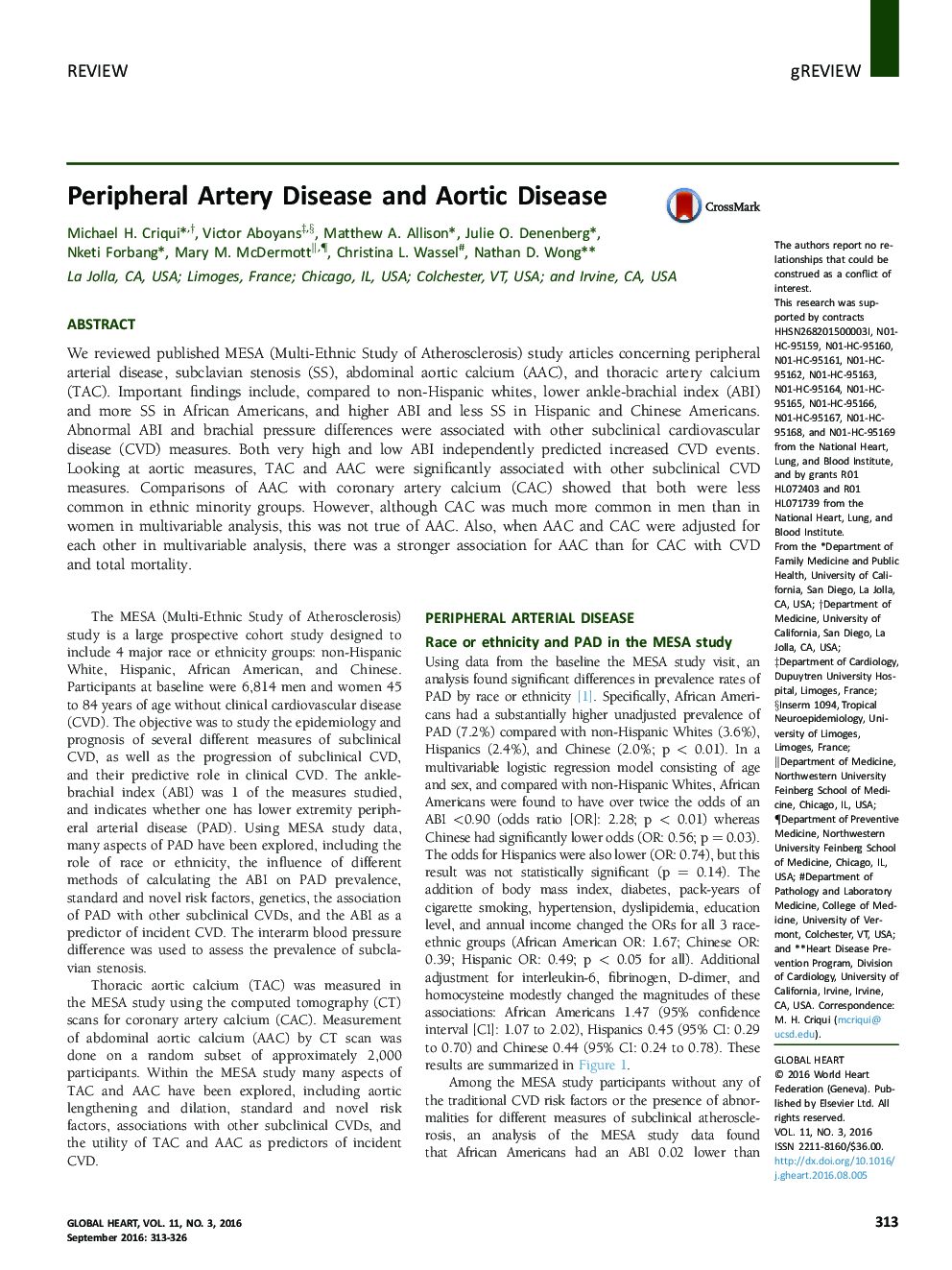 Peripheral Artery Disease and Aortic Disease