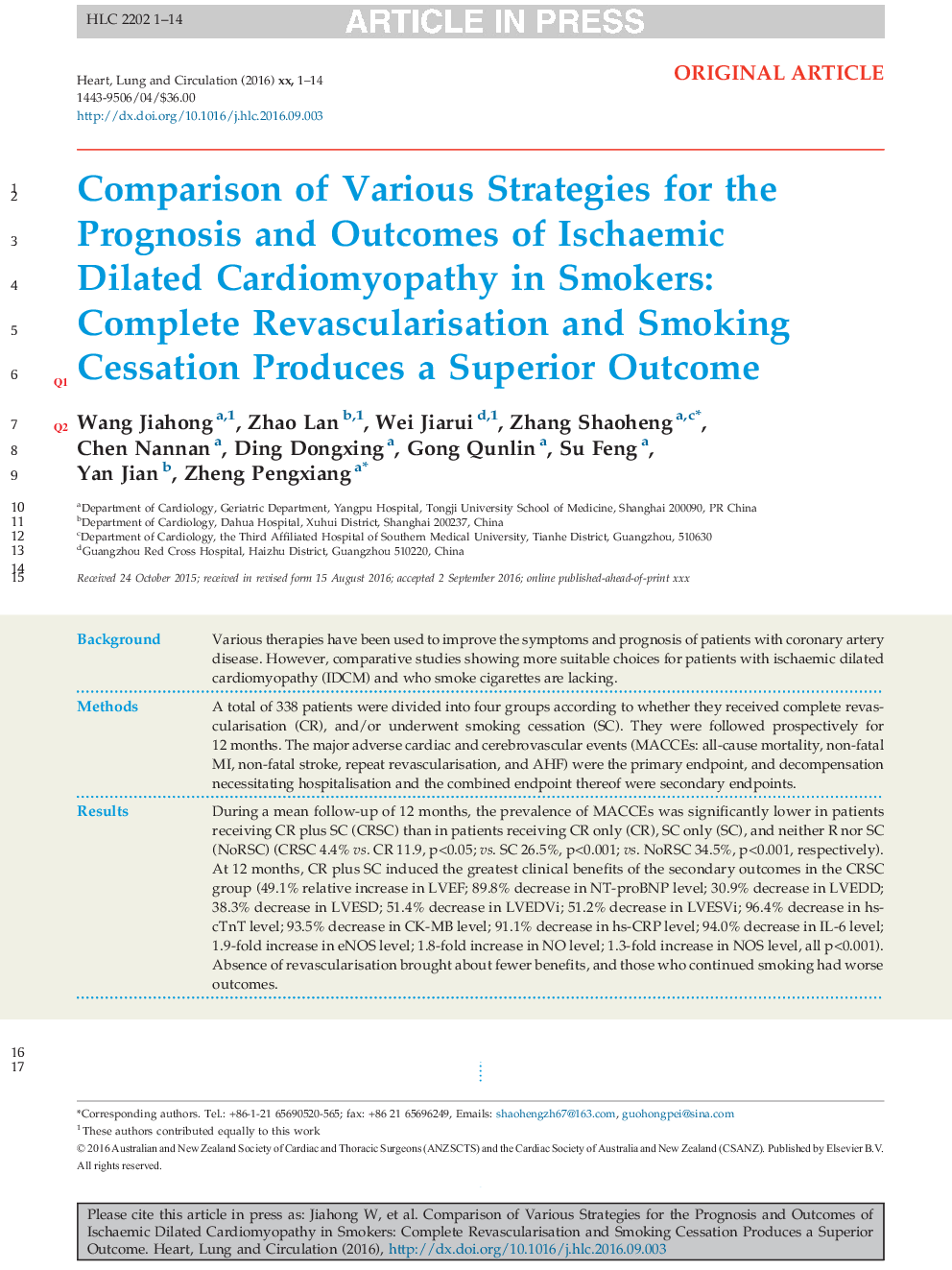 مقایسه راهکارهای مختلف پیش آگهی و پیامدهای کاردیومیوپاتی کلیه ایسکمیک در افراد سیگاری: واکنش مجدد و کاهش سیگار کامل یک نتیجه برتر 