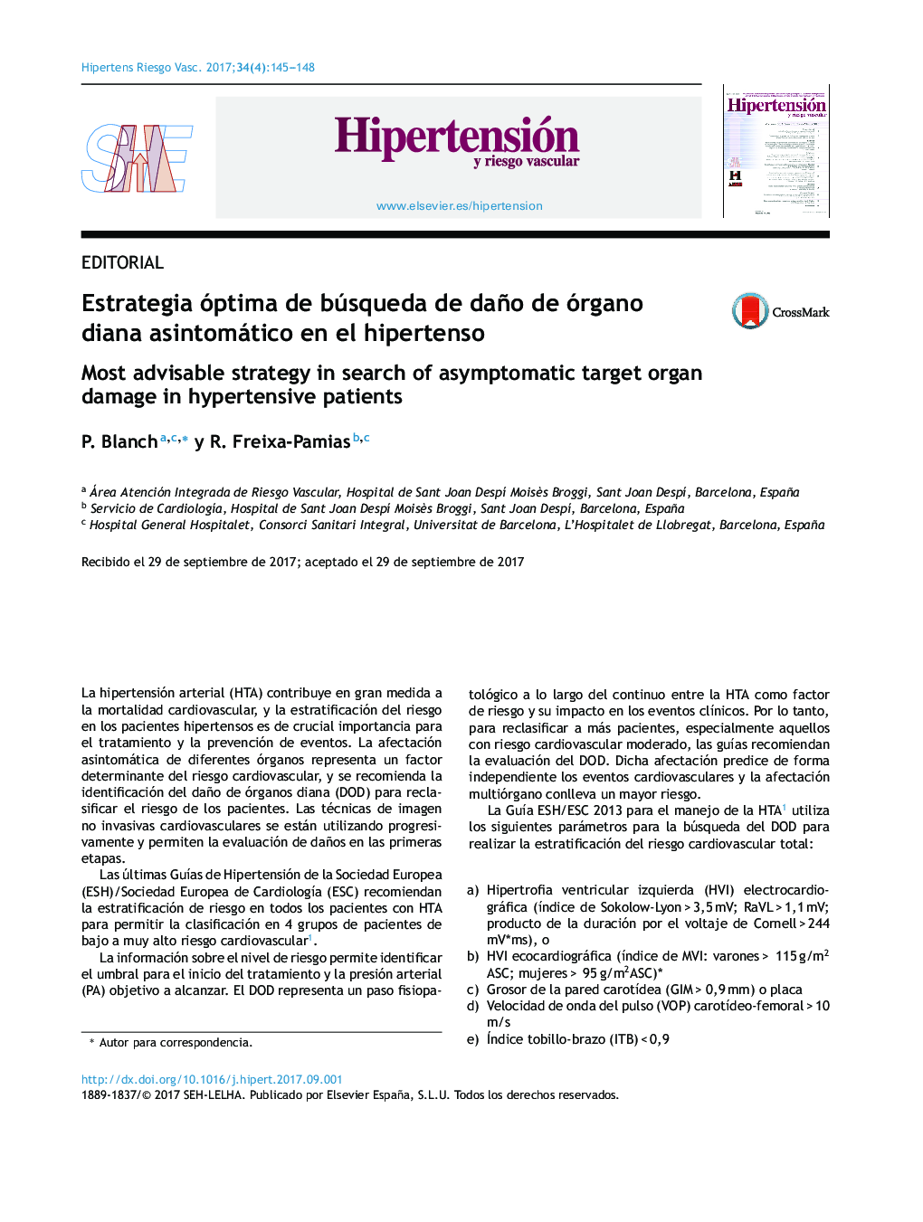 Estrategia óptima de búsqueda de daño de órgano diana asintomático en el hipertenso