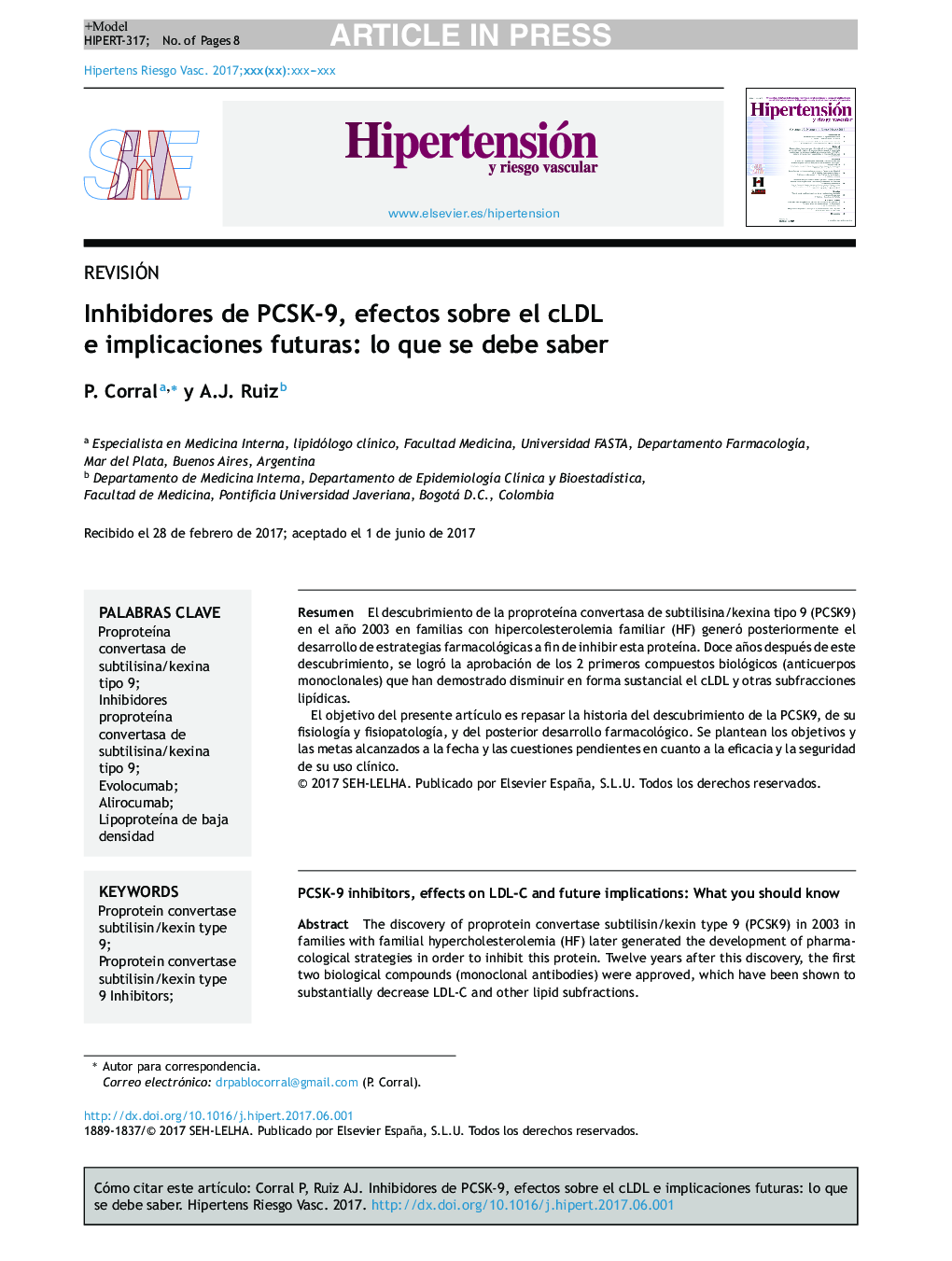 Inhibidores de PCSK-9, efectos sobre el cLDL e implicaciones futuras: lo que se debe saber