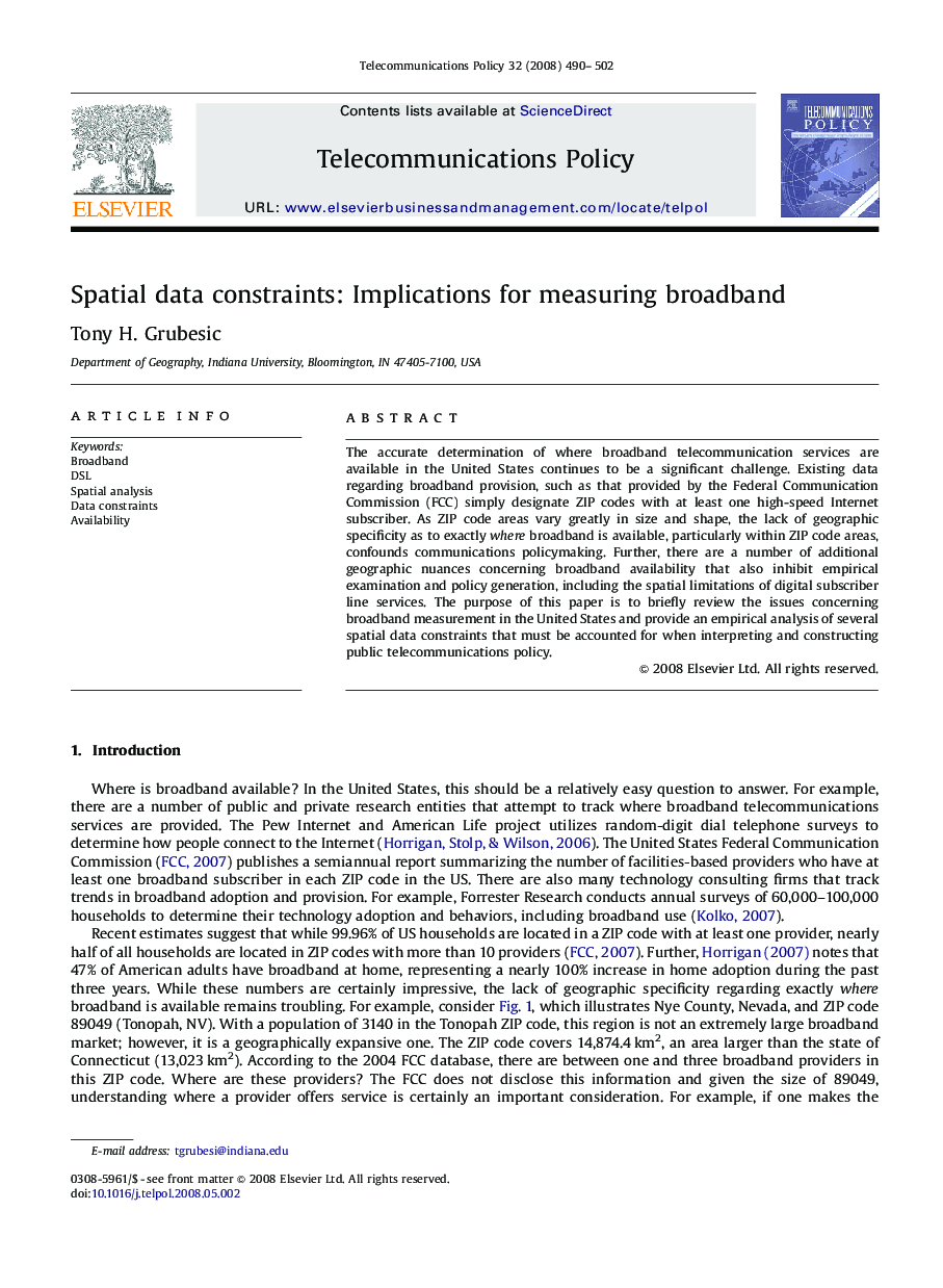 Spatial data constraints: Implications for measuring broadband