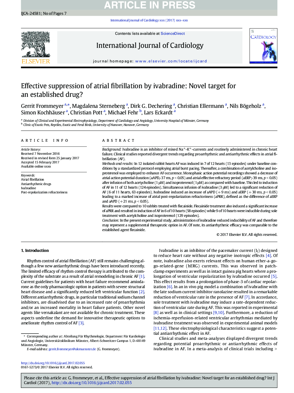 Effective suppression of atrial fibrillation by ivabradine: Novel target for an established drug?