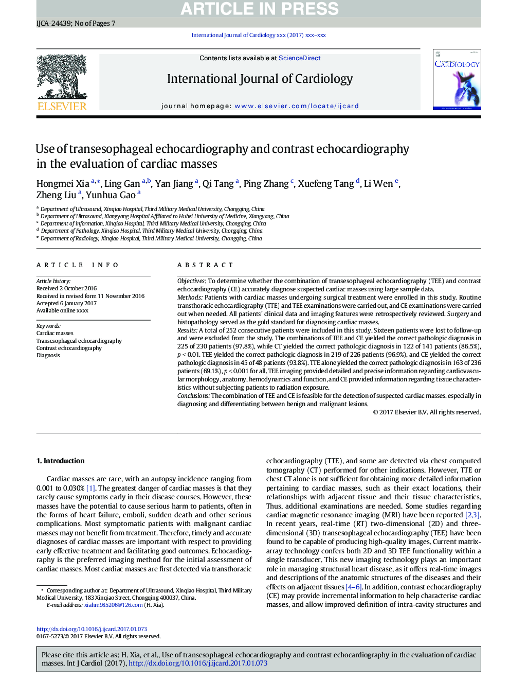 Use of transesophageal echocardiography and contrast echocardiography in the evaluation of cardiac masses