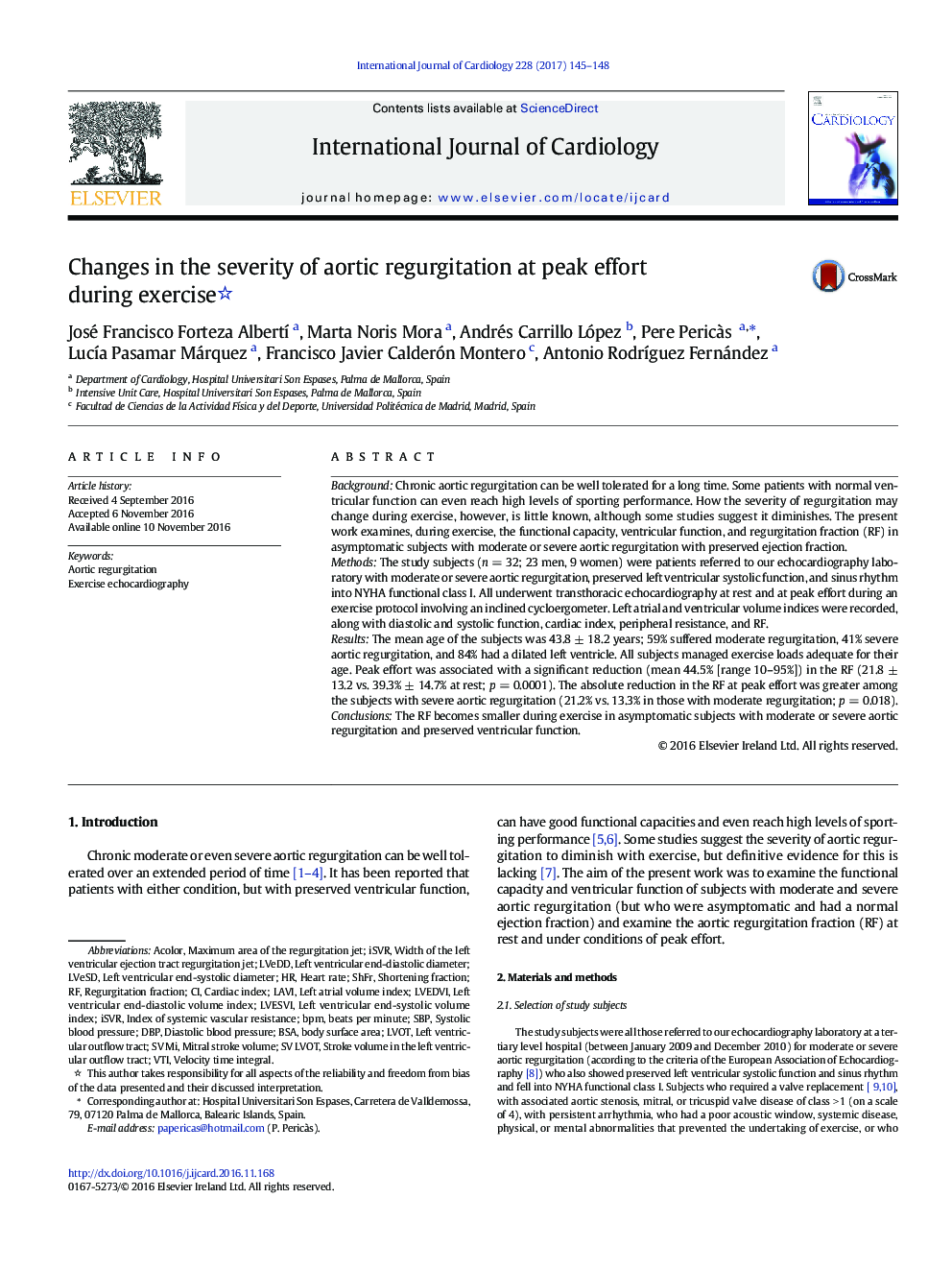 Changes in the severity of aortic regurgitation at peak effort during exercise