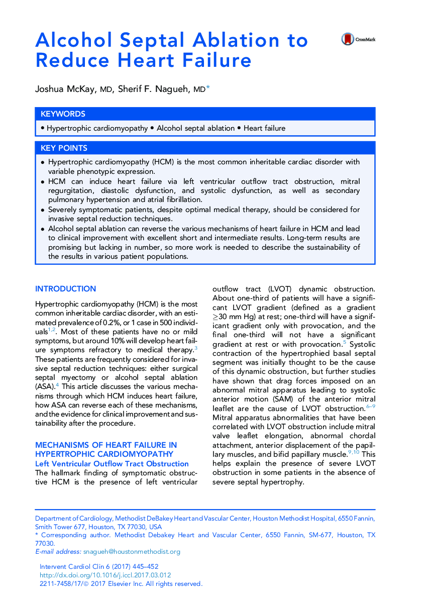 Alcohol Septal Ablation to Reduce Heart Failure