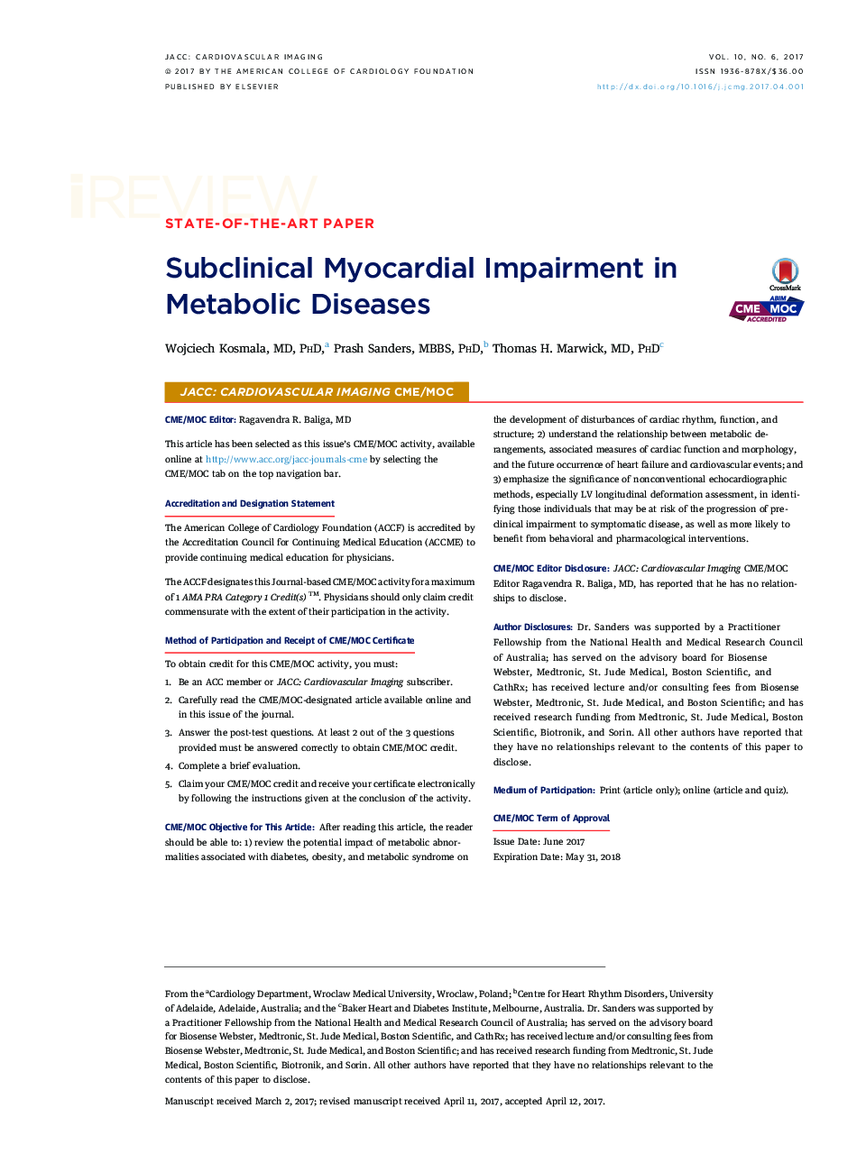 Subclinical Myocardial Impairment in MetabolicÂ Diseases