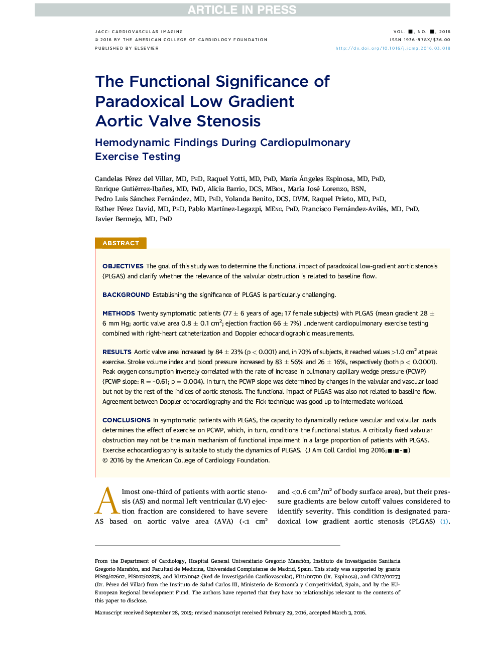 The Functional Significance of ParadoxicalÂ Low-Gradient AorticÂ ValveÂ Stenosis