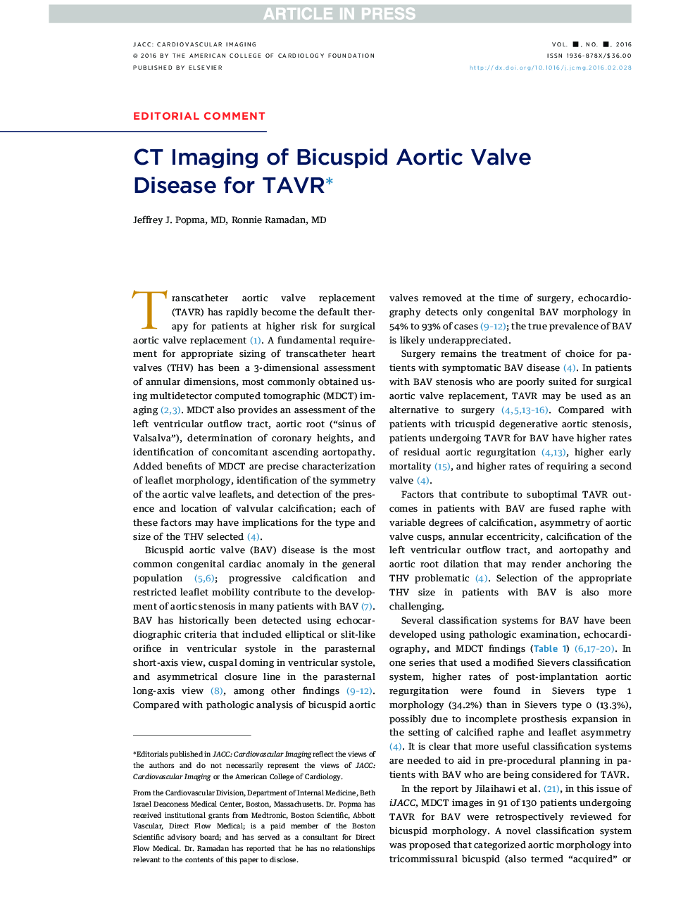 CT Imaging ofÂ Bicuspid Aortic Valve Disease for TAVRâ