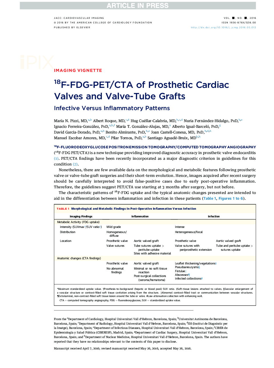 18F-FDG-PET/CTA of Prosthetic CardiacÂ Valves and Valve-Tube Grafts