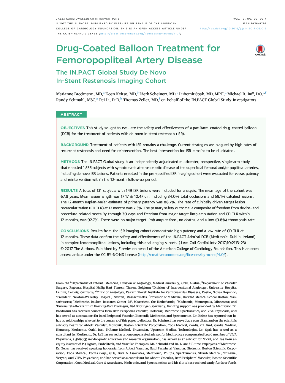 Drug-Coated Balloon Treatment for Femoropopliteal Artery Disease