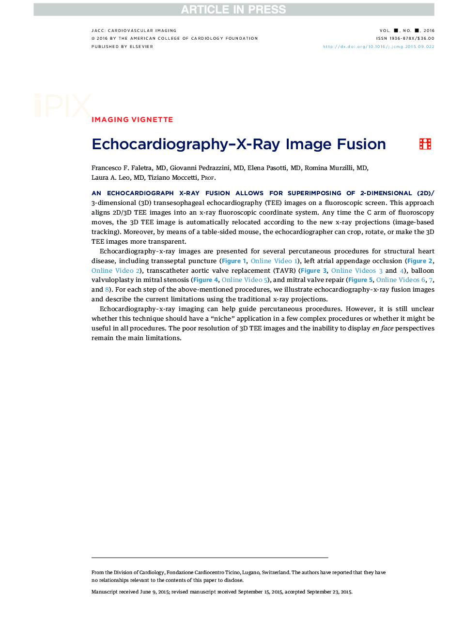 Echocardiography-X-Ray Image Fusion