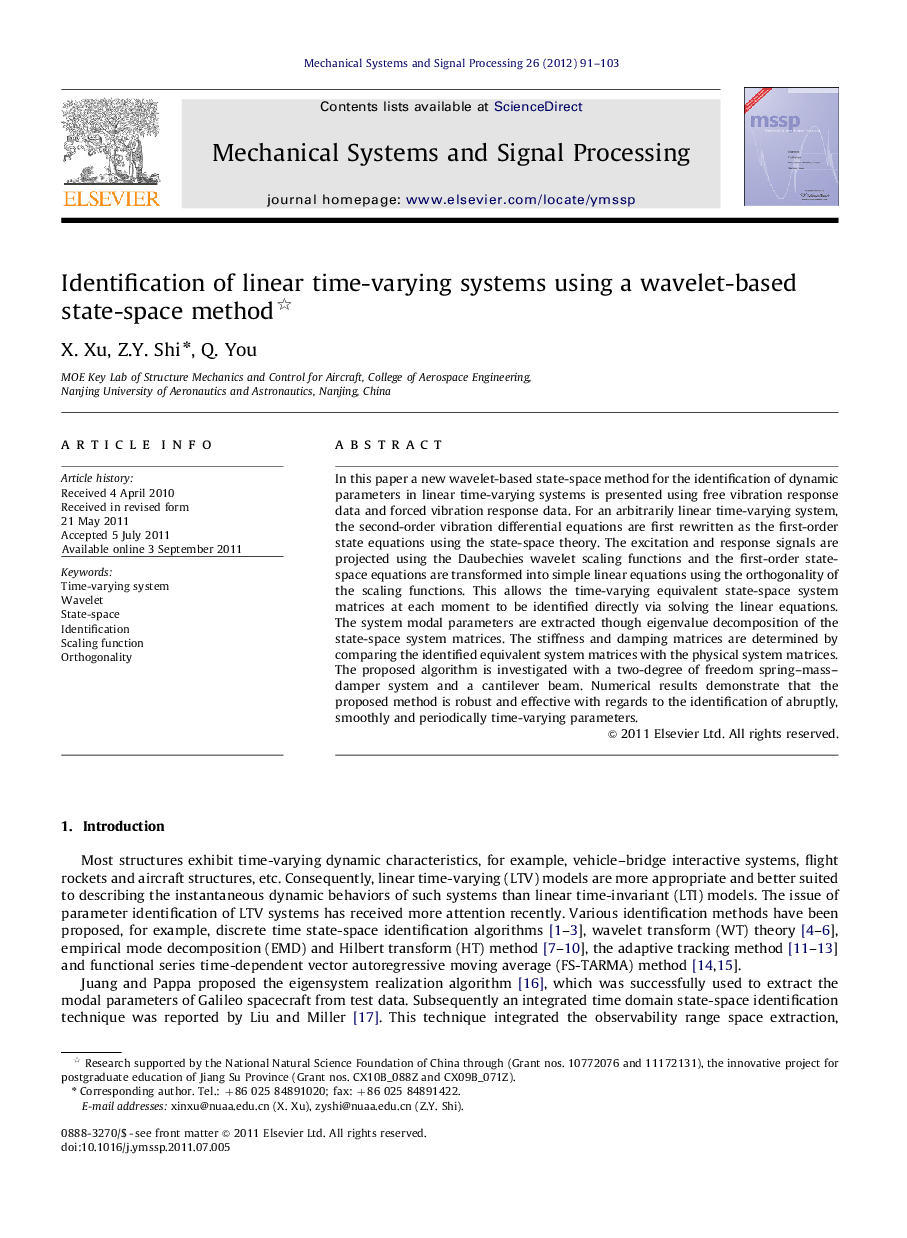 Identification of linear time-varying systems using a wavelet-based state-space method 