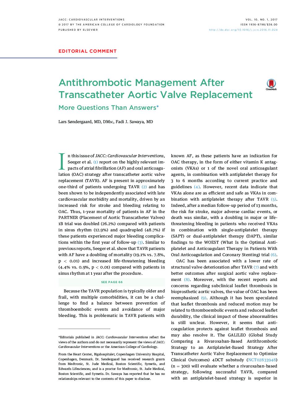 Antithrombotic Management After Transcatheter Aortic Valve Replacement