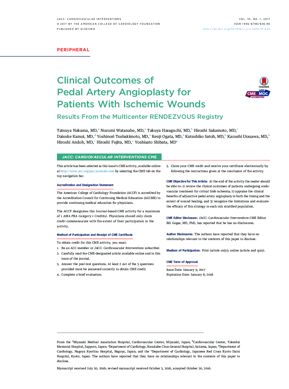 Clinical Outcomes of Pedal Artery AngioplastyÂ forÂ Patients With Ischemic Wounds