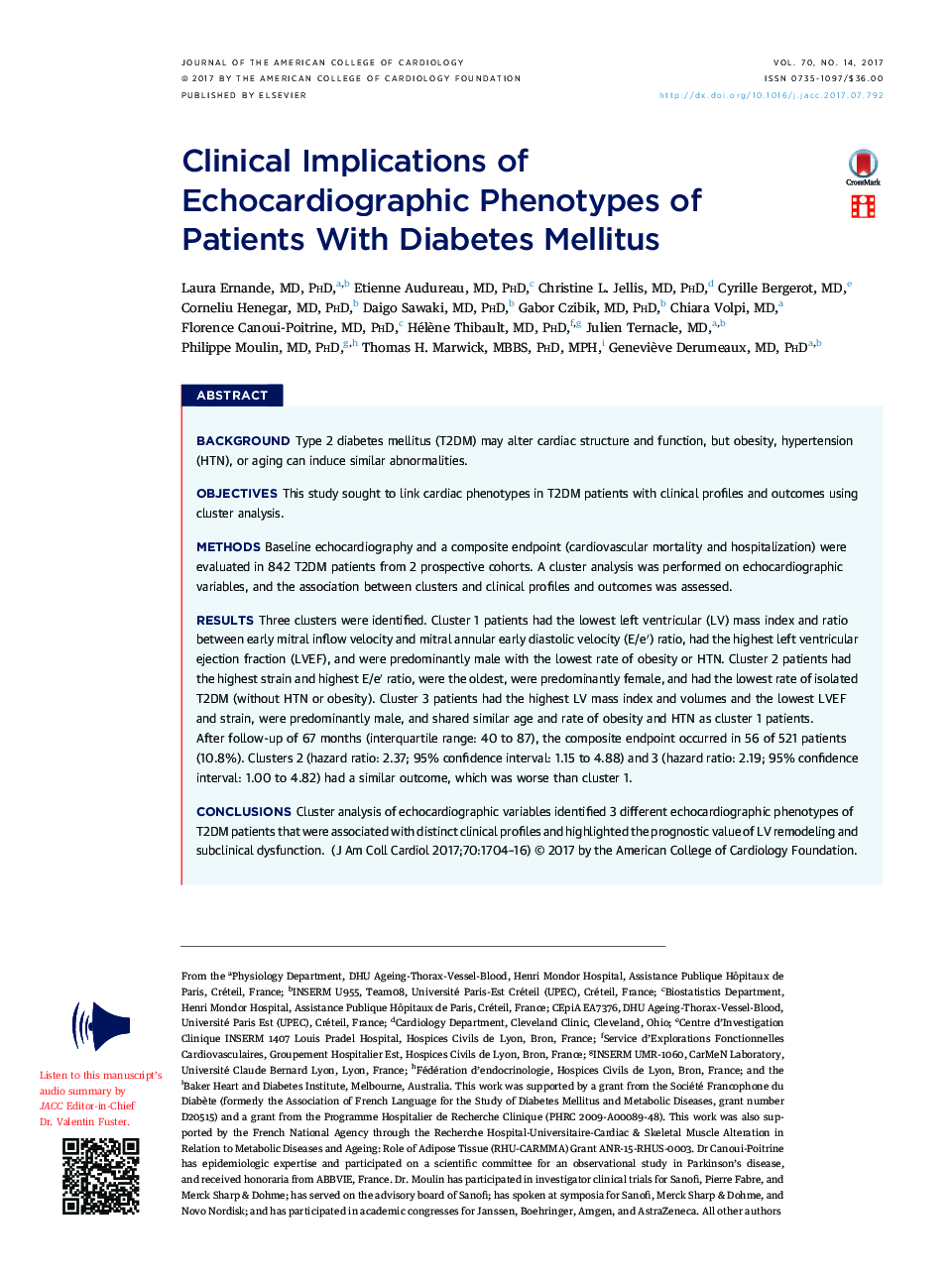 Clinical Implications of EchocardiographicÂ Phenotypes of PatientsÂ With Diabetes Mellitus