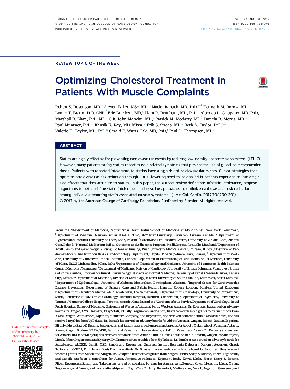بهینه سازی درمان کلسترول در بیماران مبتلا به شکایت های عضلانی 