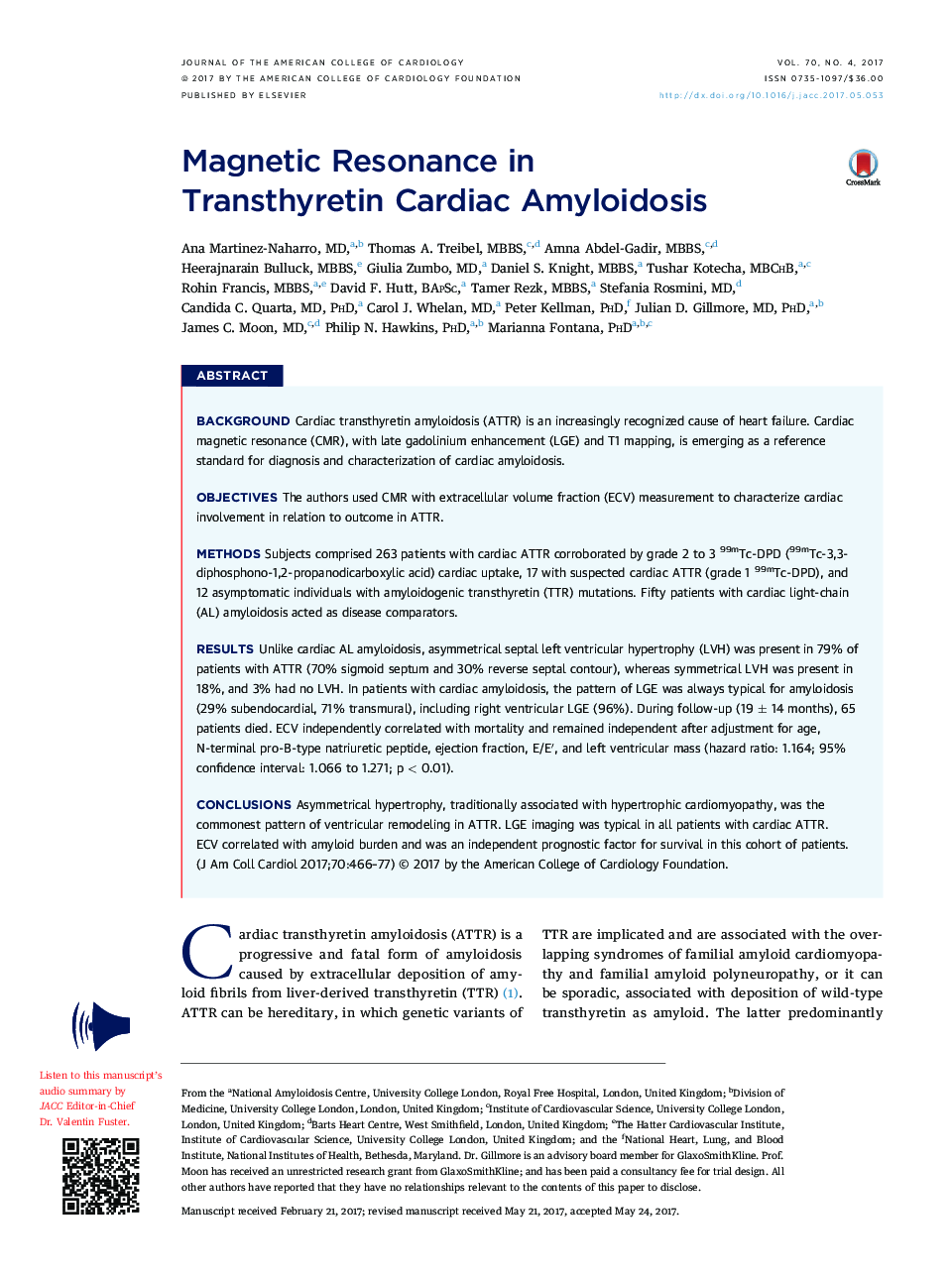 Magnetic Resonance in TransthyretinÂ Cardiac Amyloidosis