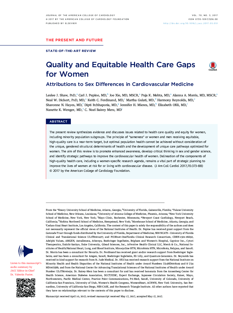 Quality and Equitable Health Care Gaps forÂ Women