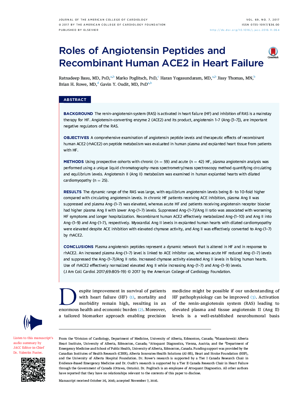 عکس صفحه اول مقاله: Roles of Angiotensin Peptides and Recombinant Human ACE2 in Heart Failure Roles of Angiotensin Peptides and Recombinant Human ACE2 in Heart Failure