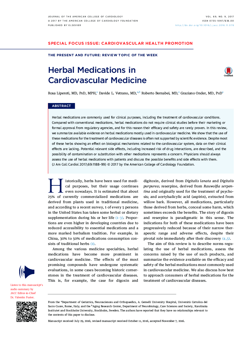 Herbal Medications in CardiovascularÂ Medicine