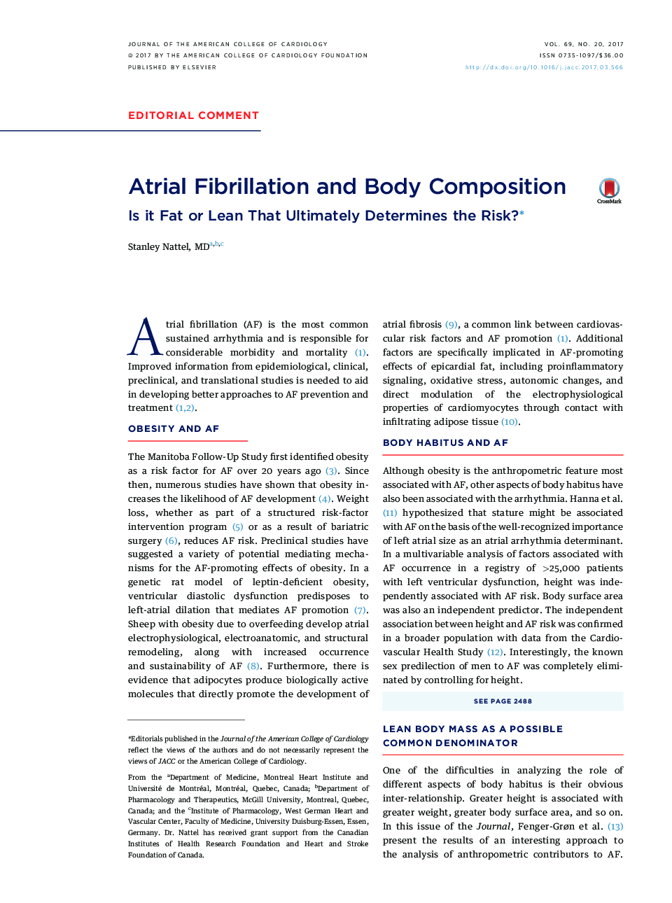 Atrial Fibrillation and Body Composition