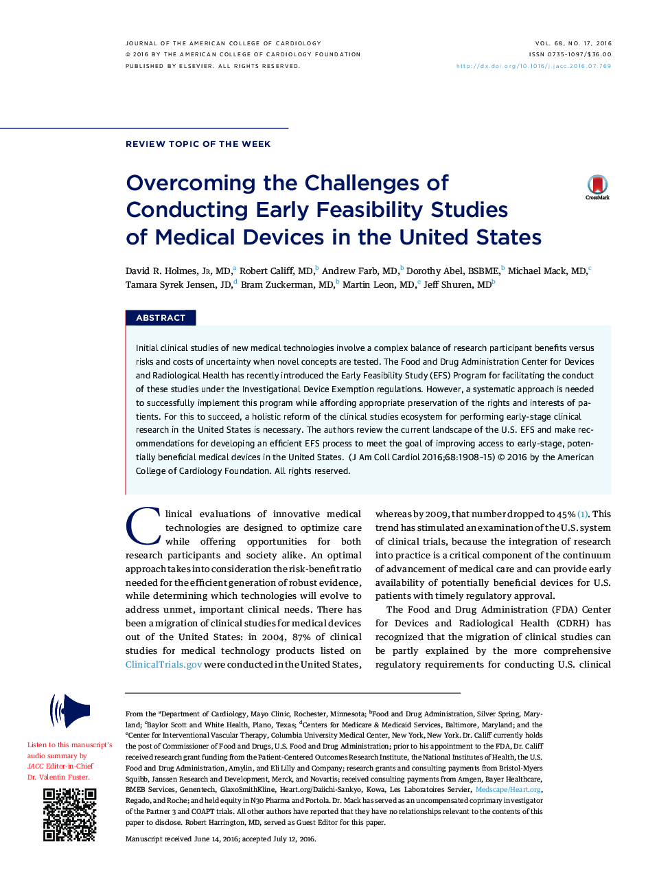 غلبه بر چالش های انجام شده در یک مطالعه پیشین امکان سنجی از دستگاه های پزشکی در ایالات متحده 
