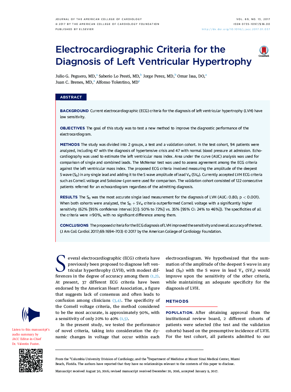 Electrocardiographic Criteria for the Diagnosis of Left Ventricular Hypertrophy