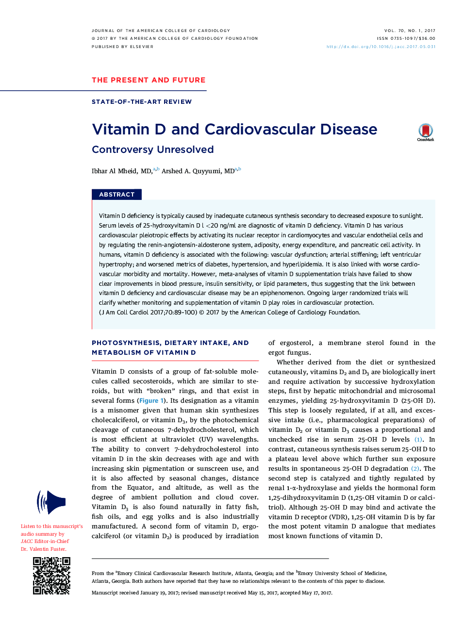 Vitamin D and Cardiovascular Disease