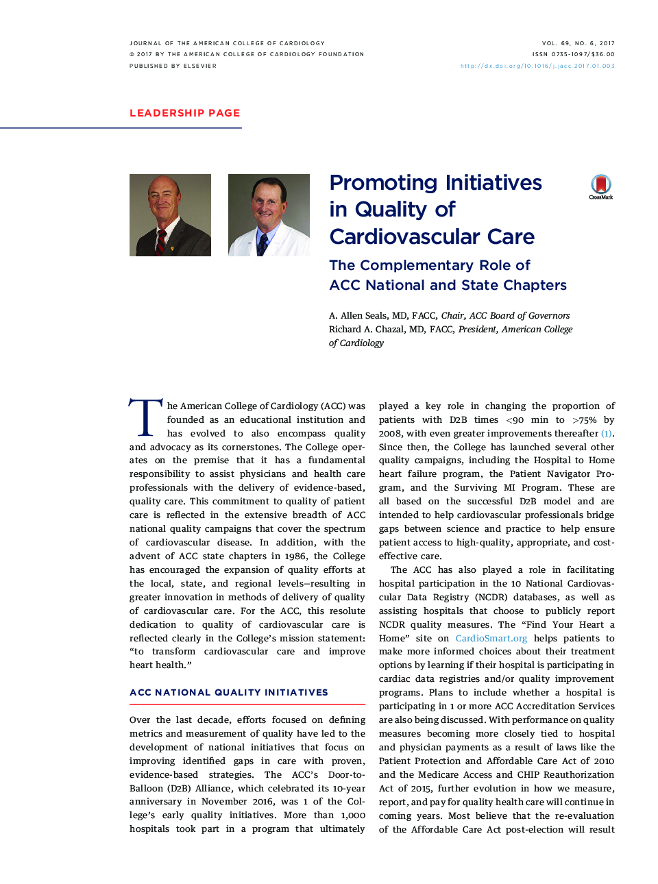 Promoting Initiatives inÂ Quality of CardiovascularÂ Care