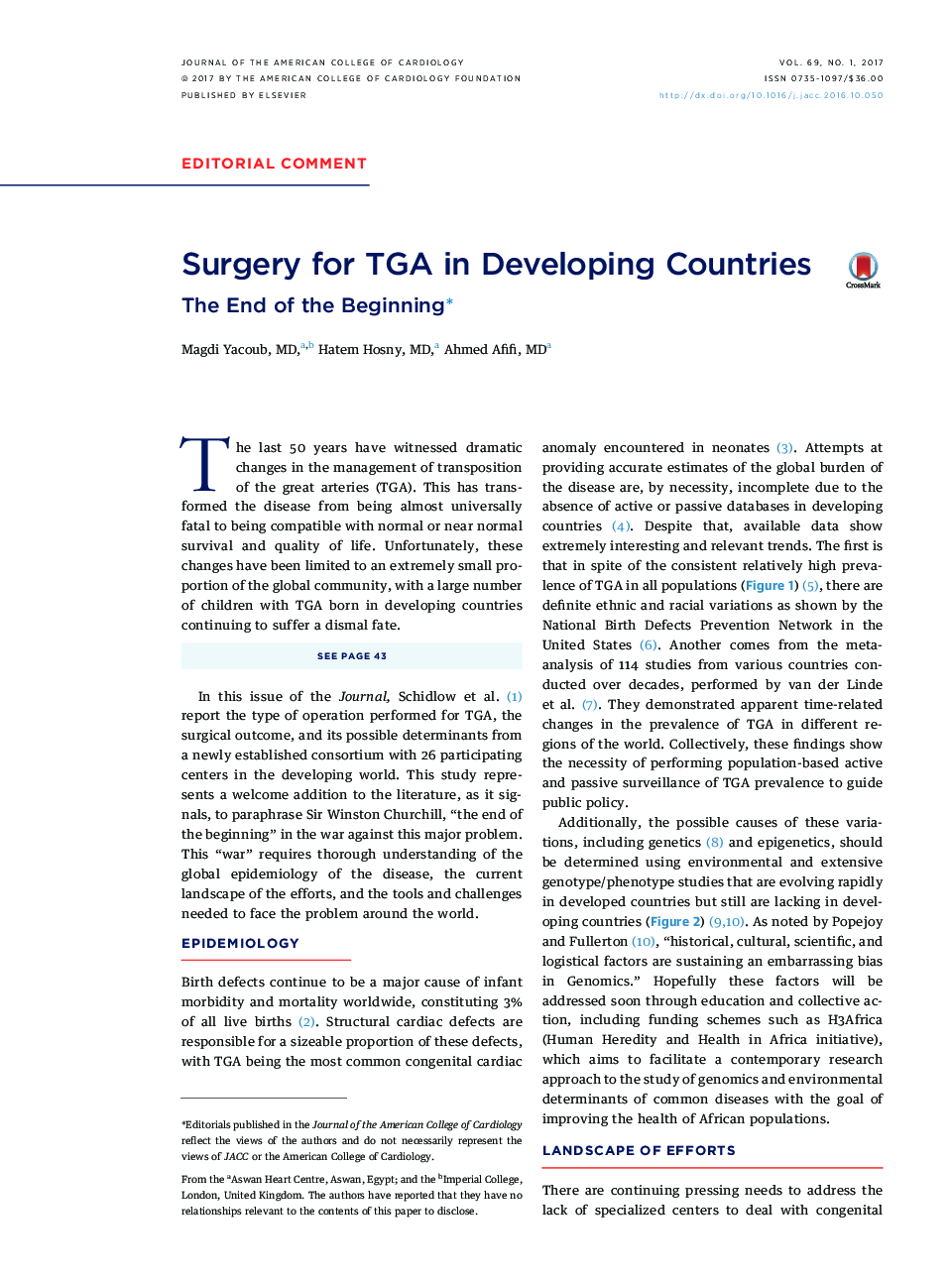 Surgery for TGA in Developing Countries