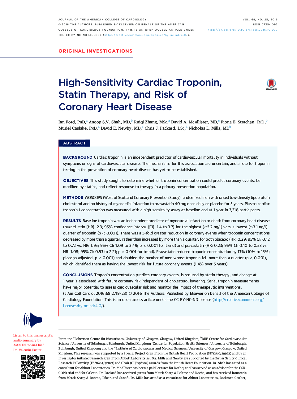 High-Sensitivity Cardiac Troponin, StatinÂ Therapy, and Risk of CoronaryÂ HeartÂ Disease