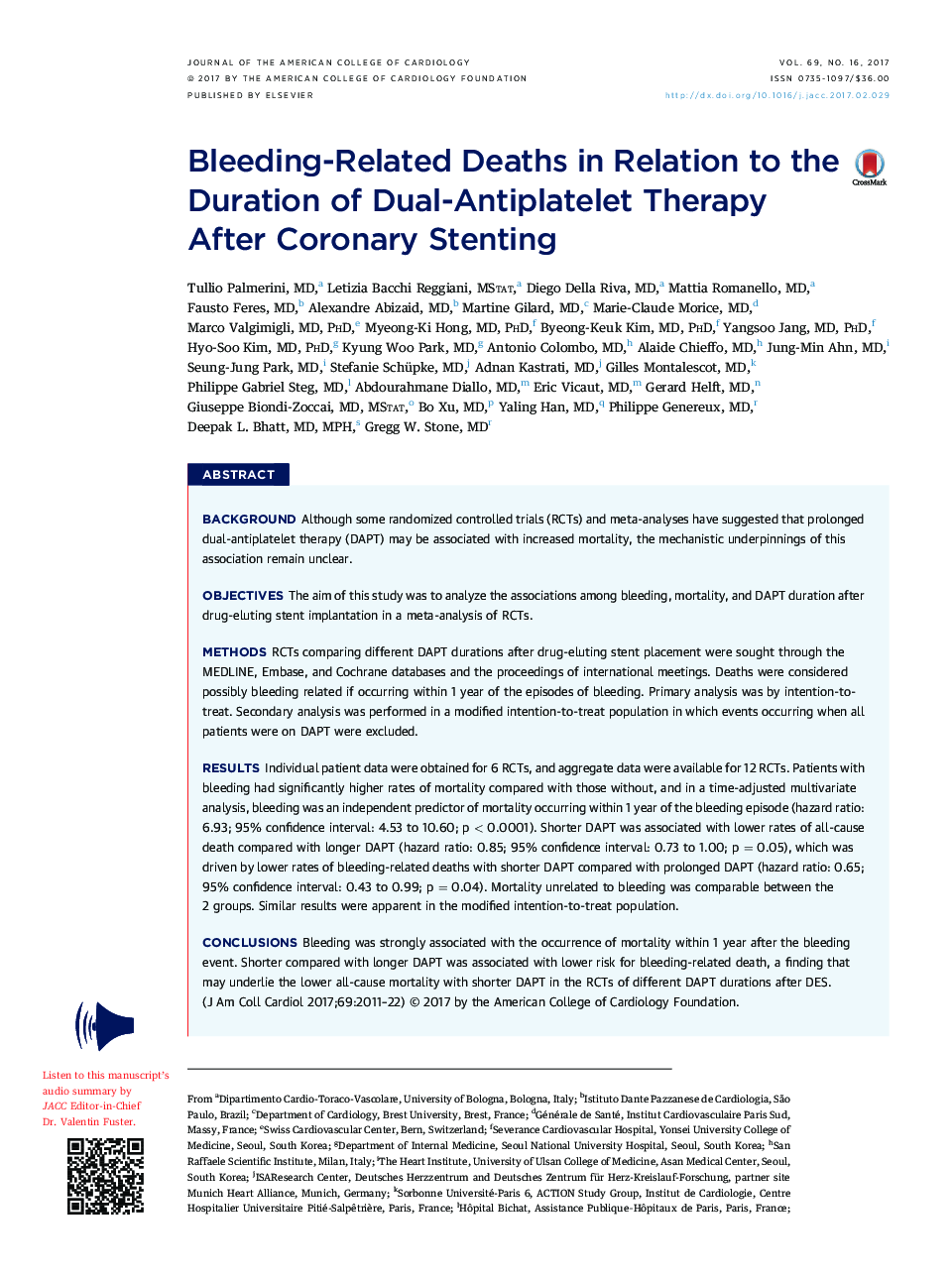 Bleeding-Related Deaths in Relation to the Duration of Dual-Antiplatelet Therapy After Coronary Stenting