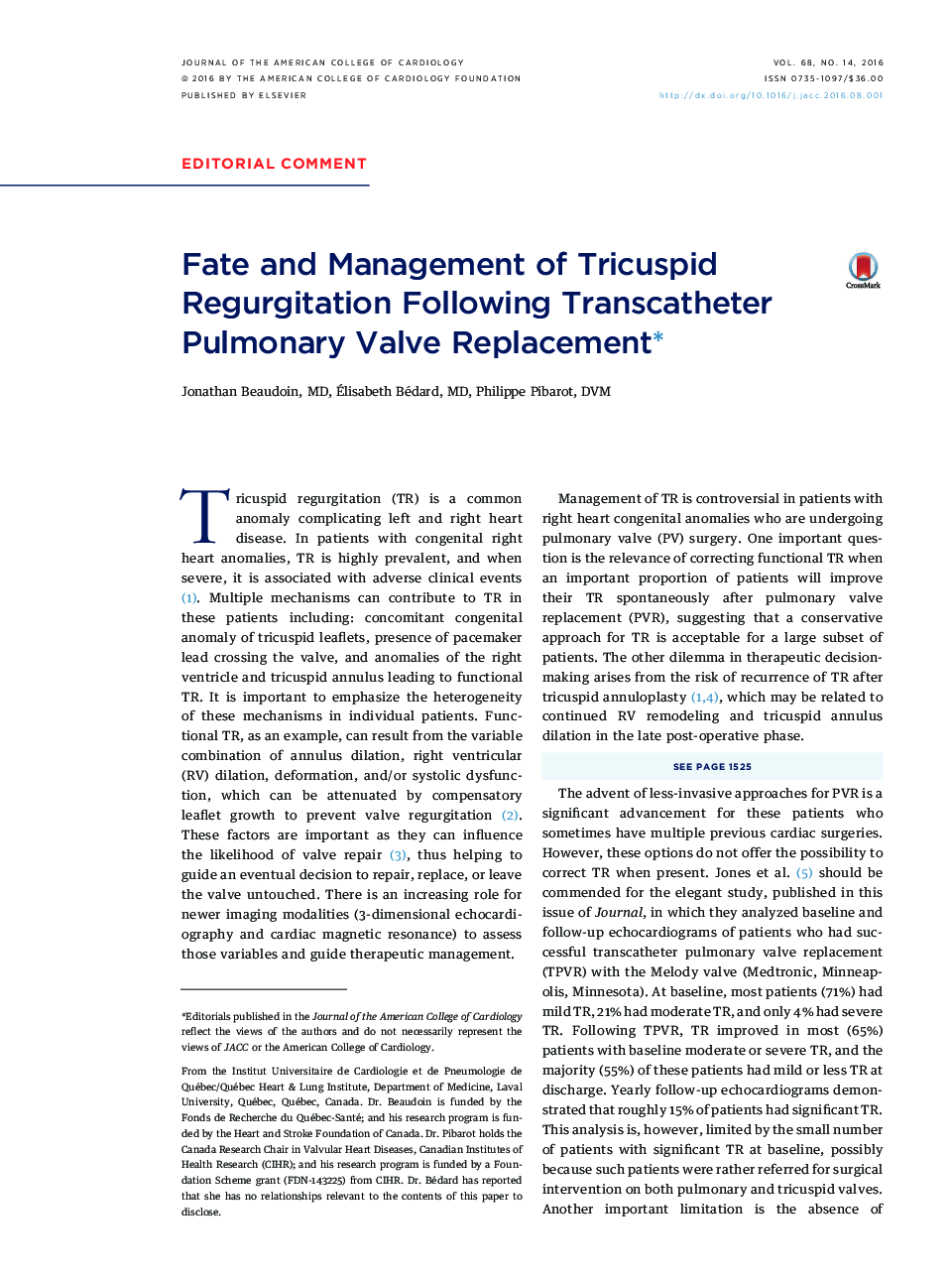 Fate and Management of Tricuspid Regurgitation Following Transcatheter Pulmonary Valve Replacementâ