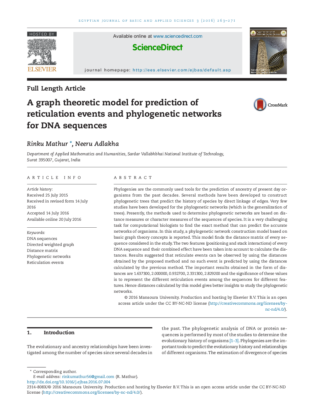 A graph theoretic model for prediction of reticulation events and phylogenetic networks for DNA sequences