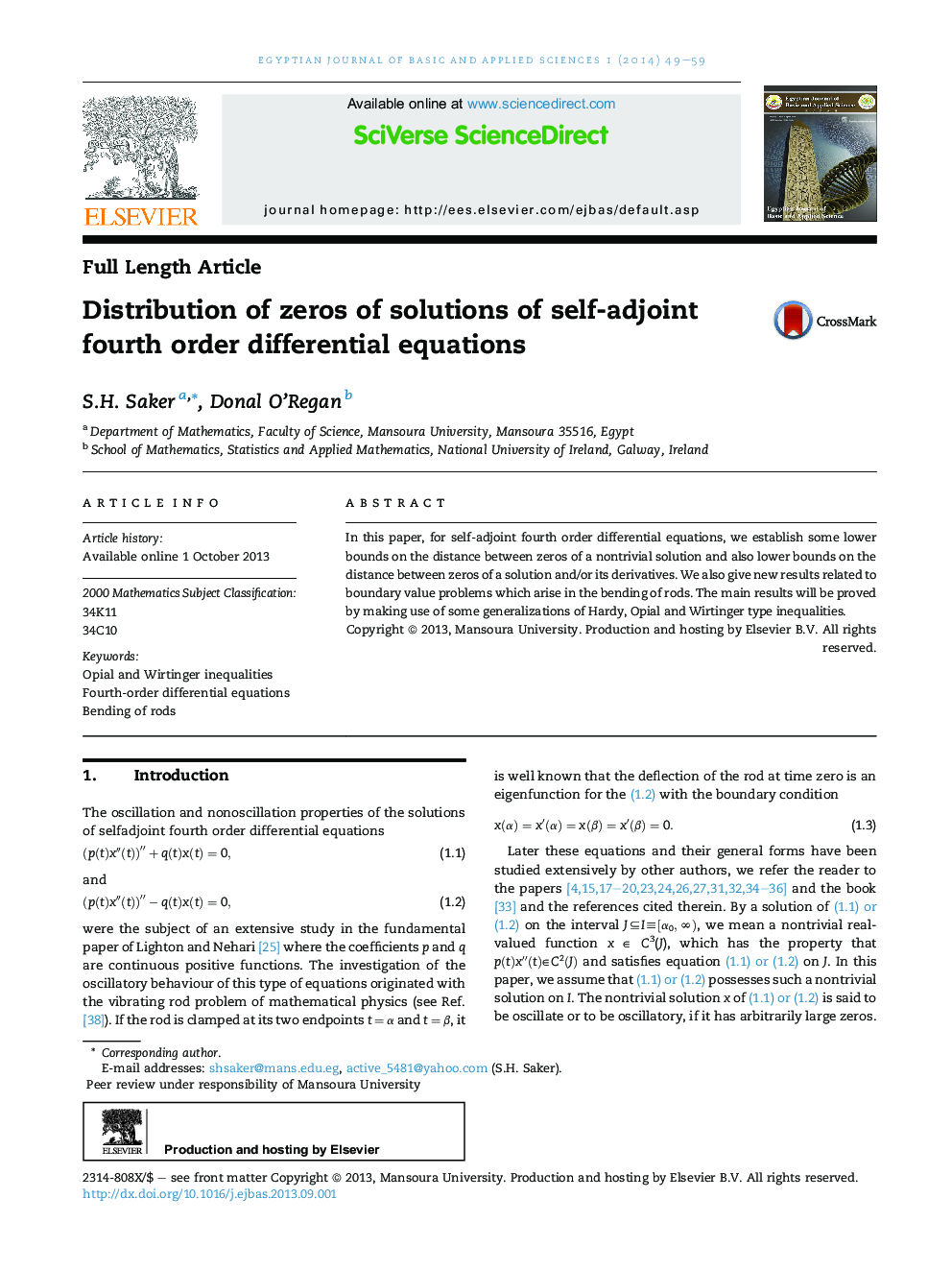 Distribution of zeros of solutions of self-adjoint fourth order differential equations 