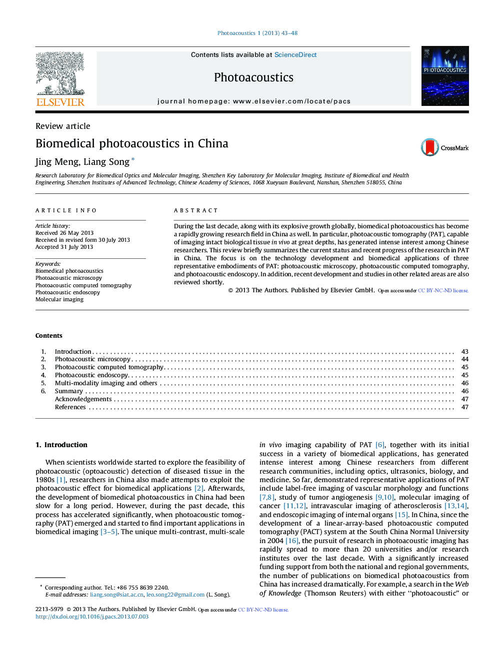 Biomedical photoacoustics in China 