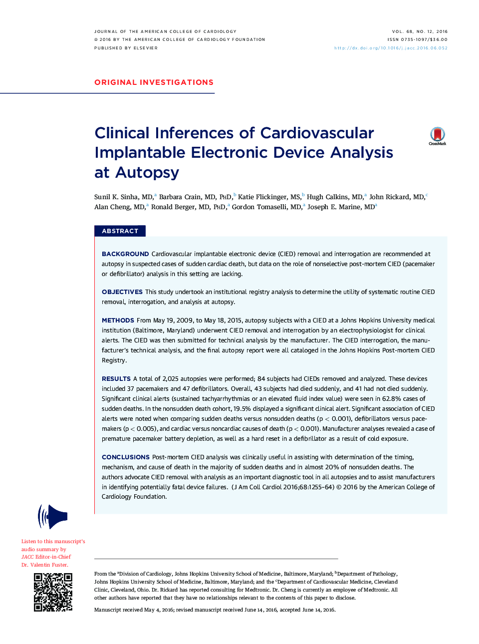 Clinical Inferences of Cardiovascular Implantable Electronic Device Analysis atÂ Autopsy