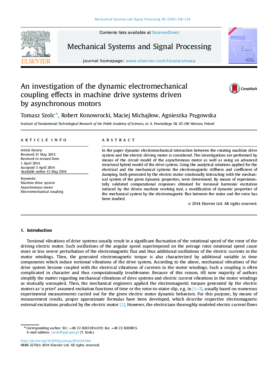 بررسی اثرات جفت الکترومکانیکی دینامیکی در سیستم های درایو ماشین بر اساس موتورهای ناهمزمان 