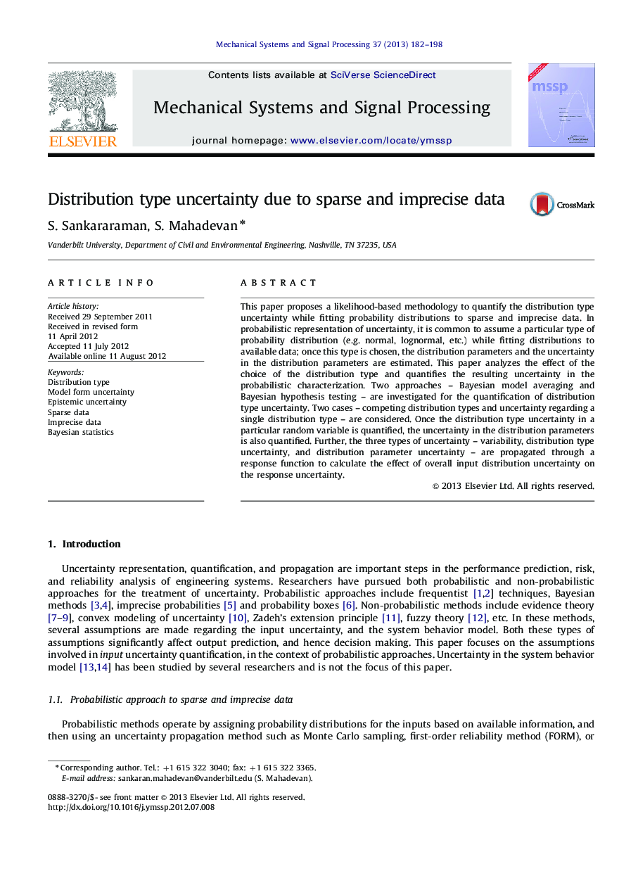 Distribution type uncertainty due to sparse and imprecise data