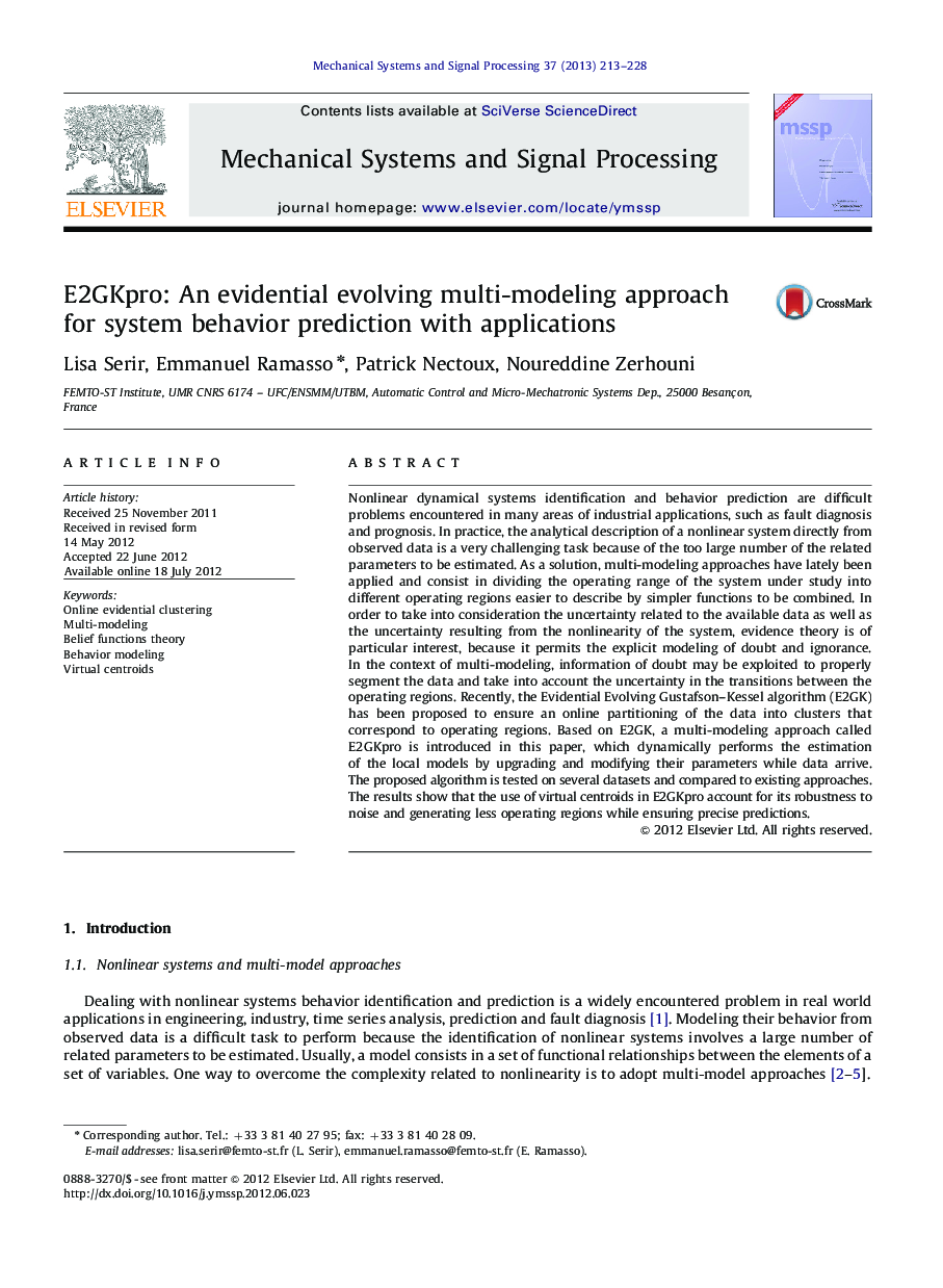 E2GKpro: An evidential evolving multi-modeling approach for system behavior prediction with applications