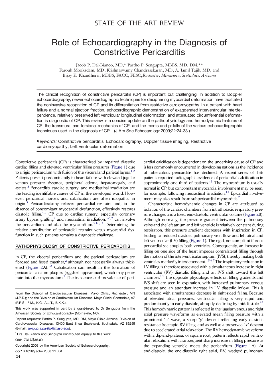 Role of Echocardiography in the Diagnosis of Constrictive Pericarditis