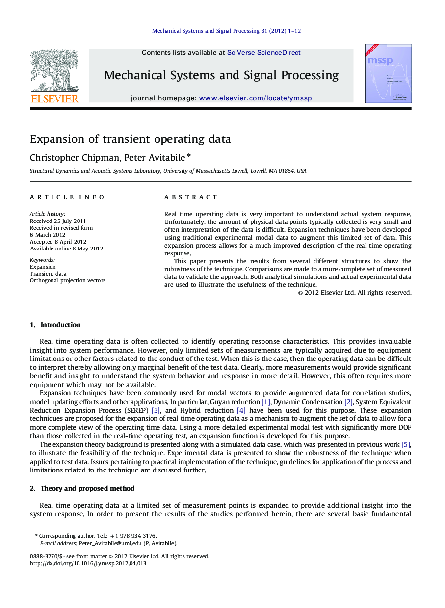 Expansion of transient operating data